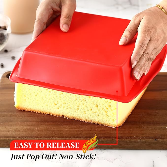 Silicone Square Brownie Pan 2 Pack, 8x8 Baking Pan for Brownies, Cakes, Bread, Pie & Lasagna – BPA Free, Heat Resistant,Flexible Silicone baking mold,Oven, Microwave, Dishwasher Safe