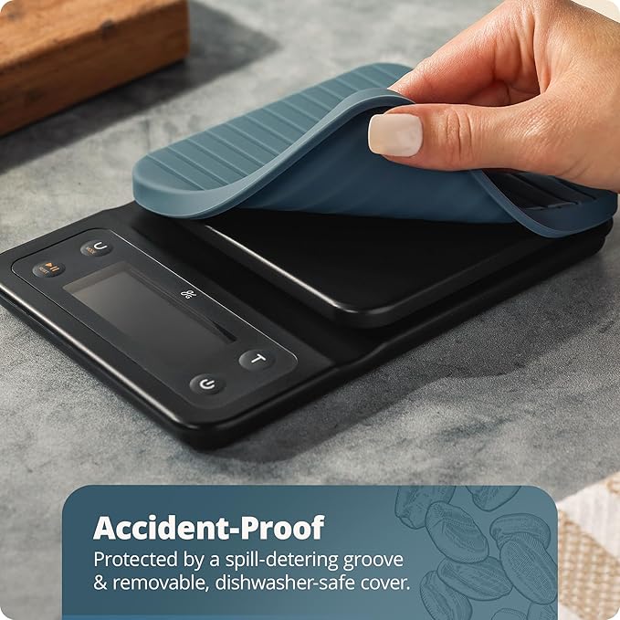 Greater Goods 0.1g Precision Coffee Scale with Timer โ 3kg Digital Scale for Pour-Over, Espresso, French Press, Kitchen Use (Stone Blue)