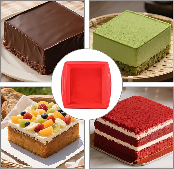 Silicone Square Brownie Pan 2 Pack, 8x8 Baking Pan for Brownies, Cakes, Bread, Pie & Lasagna – BPA Free, Heat Resistant,Flexible Silicone baking mold,Oven, Microwave, Dishwasher Safe