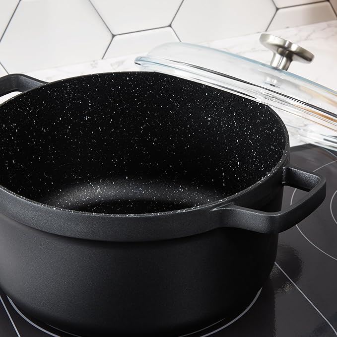 BergHOFF GEM 5Pc Non-stick Cookware Set, Best for Glass Top Cooktop and Gas Stove, Black