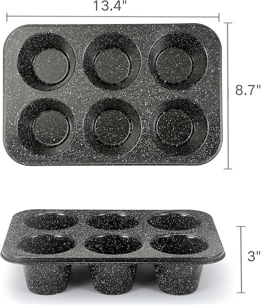 Stainless Steel Popover Pans - 6-Cavity Non-Stick Tray Mold for Baking, Jumbo Size for Premium Homemade Cupcakes, Muffins, Cheesecakes, Breads - Professional Grade for Bakery Kitchen Oven