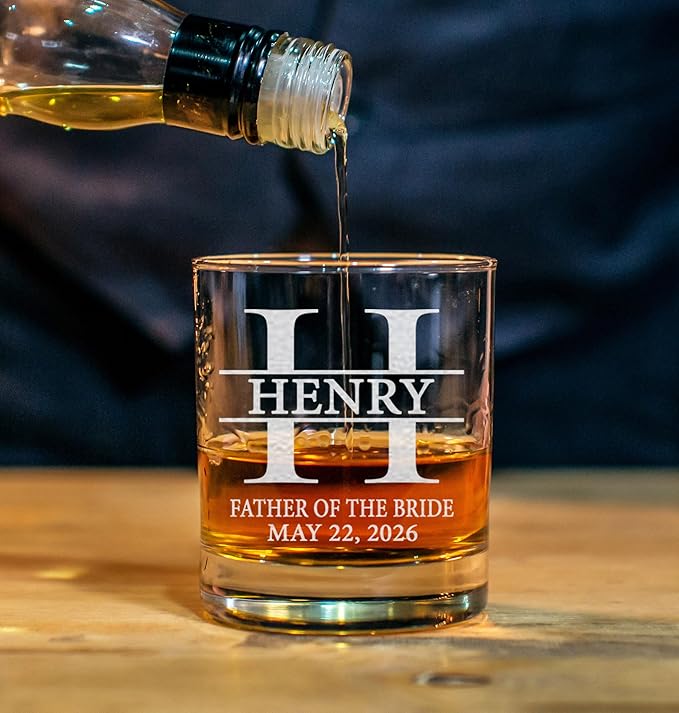 Set Of 10, Personalized Whiskey Glass For Groomsman Gifts, Best Man, Groom, 11oz Old Fashioned Custom Monogrammed Whiskey Glass