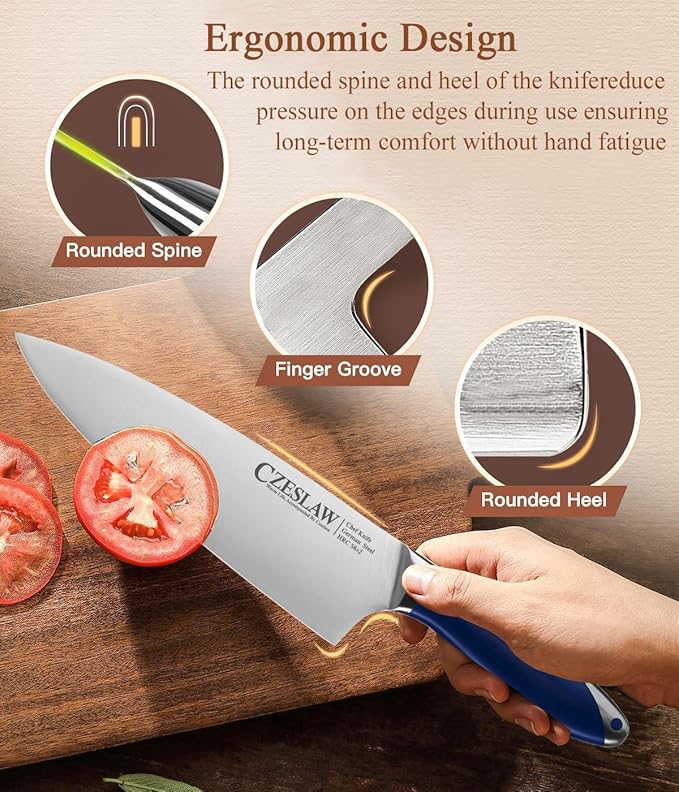 Chef Knife 2pcs, 8" Chef's Knife & 5" kitchen knives, Razor Sharp Professional Japanese Chef Knife, Forged from High Carbon German Steel,Full Tang Prussia Blue Handle,cooking gifts cooks