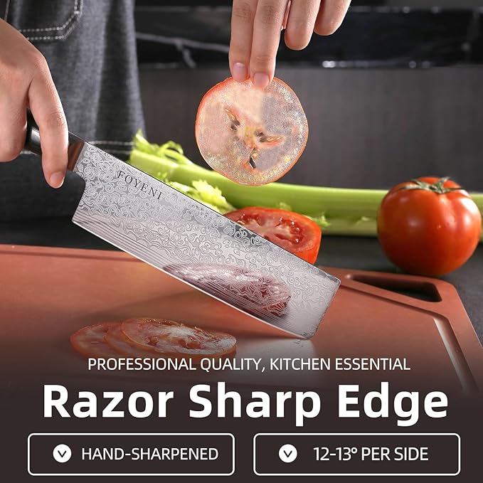 Nakiri Knife - 6.5 Inch Sharp Japanese Chef Knife, High Carbon Stainless Steel Meat and Vegetable Knife with Ergonomic Handle, Multipurpose Kitchen Knife for Effortless Chopping and Slicing