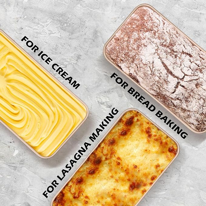 Leonyo 2 Pack Nonstick Loaf Pans for Baking Bread, 9IN x 5IN Stainless Steel Loaf Pans for Homemade Bread Baking, Meatloaf, Bananas, Brownies, Lasagnas, Oven Safe, Rose Gold