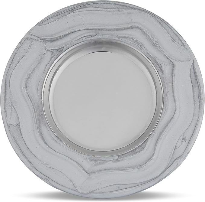 Zion Judaica 5.75" Luxurious Kiddush Cup Set Gift Boxed Polished Nickel Plated with Silver Enamel Elegant Wine Cup Goblet & Matching Tray Stunning Shabbat, Yom Tov, Passover Seder Décor