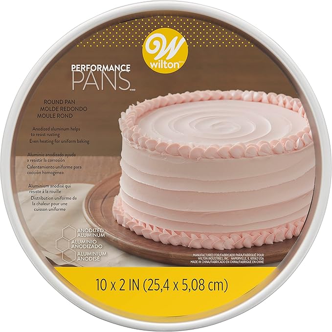 Wilton 10 Inch Round Cake Pan, Even Heating Aluminum Bakeware, Made without PFAS, Packaging May Vary