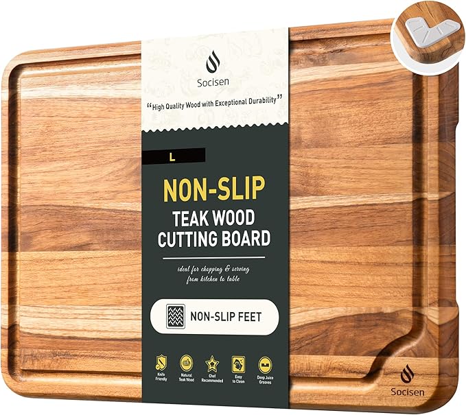 Teak Cutting Board 15inch Non Slip Over Sink Kitchen 2025 First Apartment Essentials Wooden Cutting Board New Home Must Haves Accessories House Warming Decor Housewarming Hostess Host Gifts L