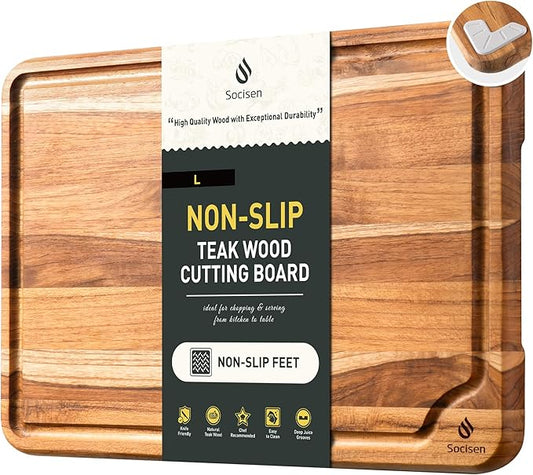 Teak Cutting Board 15inch Non Slip Over Sink Kitchen 2025 First Apartment Essentials Wooden Cutting Board New Home Must Haves Accessories House Warming Decor Housewarming Hostess Host Gifts L