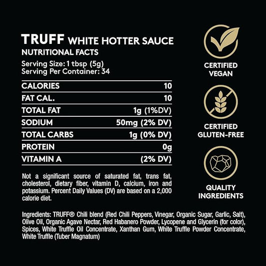 TRUFF Hot Sauce with White Truffle and Jalapeño, More Heat and Agave Nectar, 6 oz