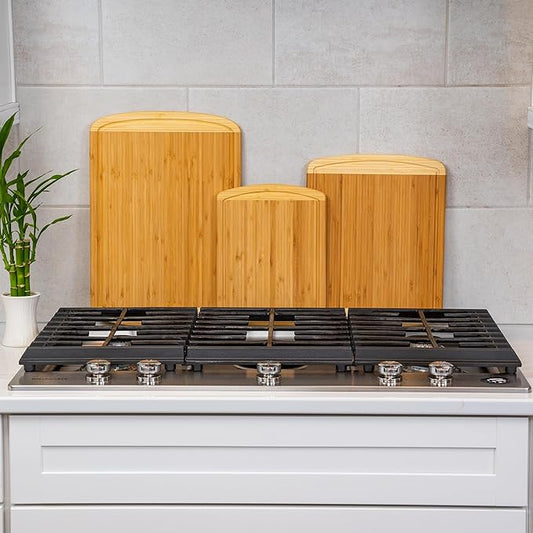 Extra Large Bamboo Cutting Board Set – Wood Cutting Boards for Kitchen, Non Toxic Cutting Board Set for Chopping, Slicing, Carving, Charcuterie – Ideal for Home Cooks, Entertaining, Family Meals