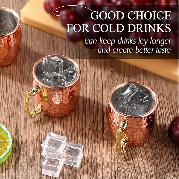 24 Pack Moscow Mule Mugs Set Copper Cups Bulk Stainless Steel Moscow Mule Cups Tarnish Resistant Hammered Finish Chilled Coffee Mugs for Cocktail Wedding Gift Drinkware (2 oz)