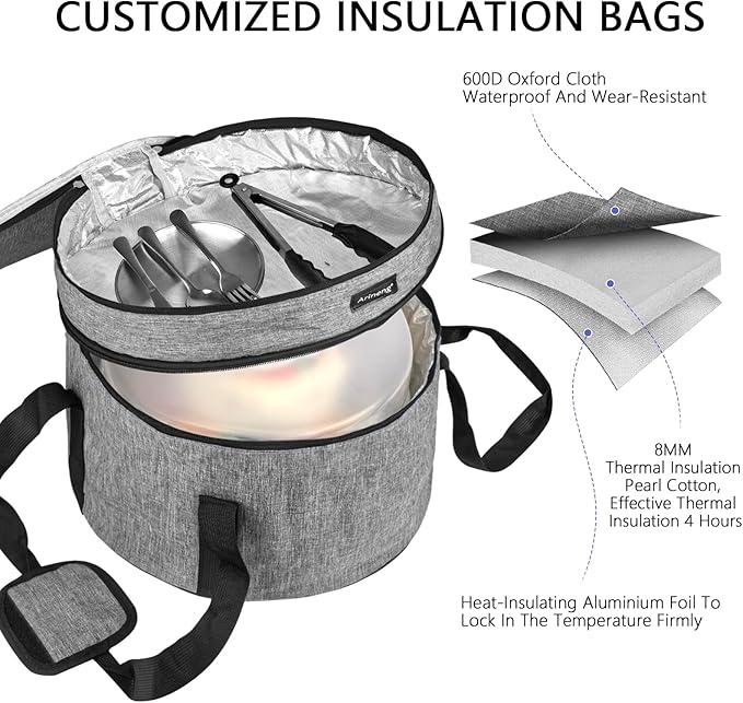 10 inch Round Cake Carrier Box with Lid and Handle, Transportation Insulated Bag for Cakes, Cupcakes and Pies, Triple Locking Design for Safe Transportation (Grey, 5.5 Inches High)