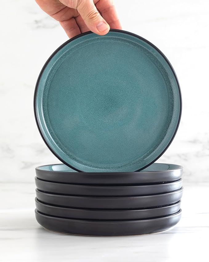 Stoneware coffee mugs set 8 pcs – 14.5 oz petrol blue ceramic coffee cups – Dishwasher and microwave safe – Stylish coffee cup set – Dinner service Pure Living Interior Design