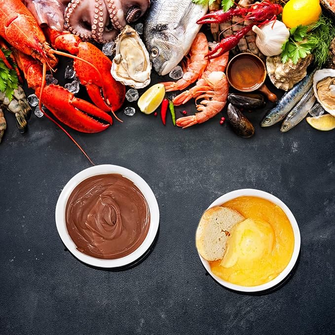 Luvan 4Pcs Fondue Pot Set for Chocolate Butter Cheese, 5oz Butter Warmer for Seafood with 20 Tealight, Ceramic Bowl Oven Microware Dishwasher Safe,Perfect for family dip Fruit,Dessert,Snack