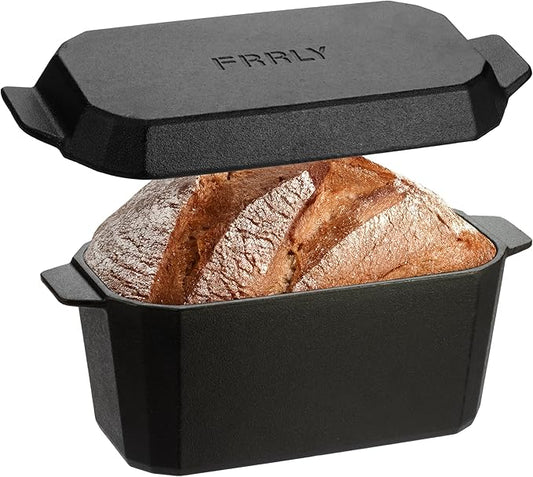 Cast Iron Bread Pan with Lid,Dutch Oven for Sourdough Bread Baking-10 x 5 Inch Durable Cast Iron Loaf Pans Rectangular Baking Pan,Extra Large Deep Dish Baking Pans for Cake