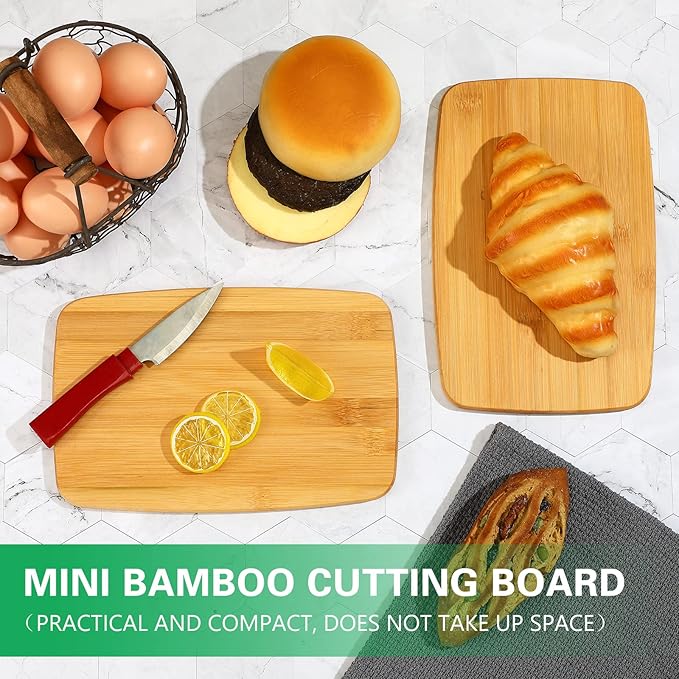 Yinkin 10 Pcs Wood Cutting Board Bamboo Wooden Chopping Board Charcuterie Serving Tray Bulk Laser Engraving Blanks for Pizza Bread Cheese Fruit Kitchen DIY Personalized Housewarming Gifts, 6 x 9 Inch