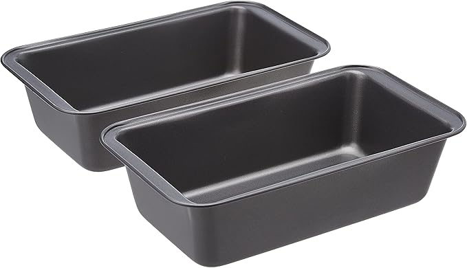 Amazon Basics Rectangular Baking Bread Loaf Pan, 9.5 x 5 Inch, Set of 2, Gray (Pack of 6)