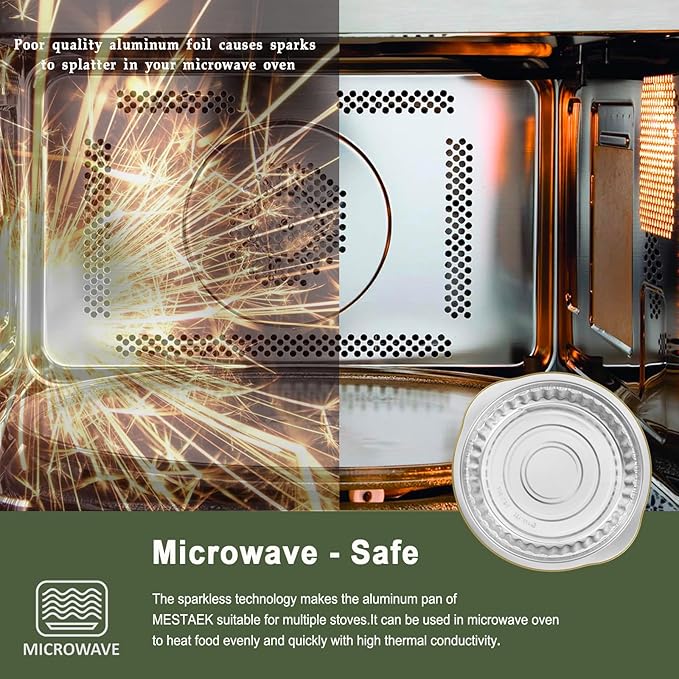 10.5" Extra-Deep Aluminum Foil Pans with Integrated Handles and Snap-On Lids (5 pcs) | 2X Thickness Heavy-Duty Reusable Tin for Baking and Cooking