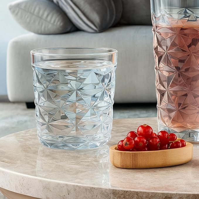 Premium Old Fashioned Whiskey Glasses Set of 4 – 12 oz Scotch & Bourbon Glasses, Heavy Solid Base Liquor Tumblers for Cocktail, Rum & Vodka – Crystal Design Barware, Gift for Men, Parties, Home