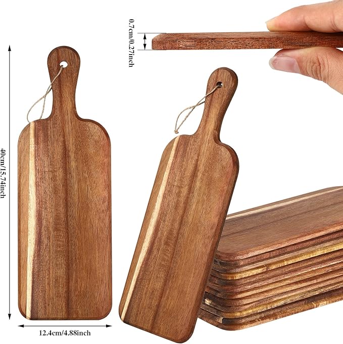 Irenare 18 Pcs Plain Cutting Board Set with Handles Laser Engraving Wooden Charcuterie Kitchen Serving Chopping Board Bulk for DIY Housewarming Mother's Day Gifts(Acacia,16 x 5 Inch)