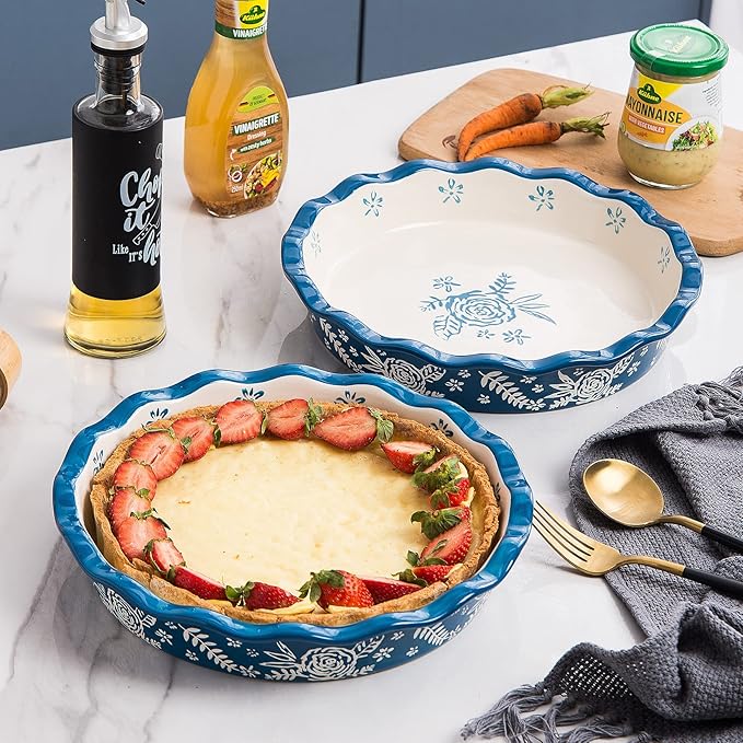 Wisenvoy Pie Pan Ceramic Pie Dish Pie Plate Deep Dish Pie Pan Non-Stick Pie Pans for Baking Pie Pans Pie Dishes