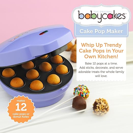Cake Pop Maker by Select Brands - Kit for Birthdays & More - Includes Decorating Stand & 50 Sticks - Features Non-Stick Coating - Makes 12 Cake Pops