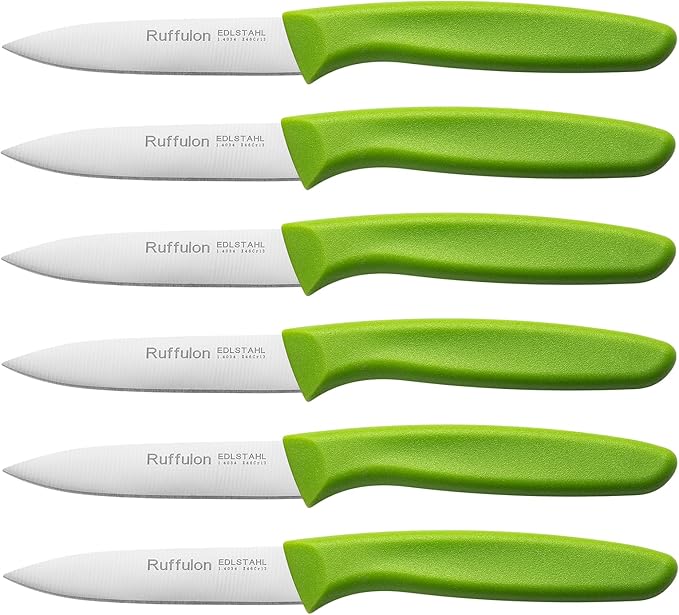 Paring Knife Fruit Knife Set (6 Pieces), Ultra Sharp Stainless Steel Vegetable and Fruit Knife with PP Plastic Ergonomic Handle for Cutting Fruits and Vegetables,Green