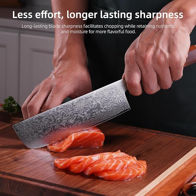 FINDKING 7 Inch Nakiri Vegetable Knife, Japanese Usuba Chef's Knife, Perfect for Home Cooking (BLACK-ROSE Series)
