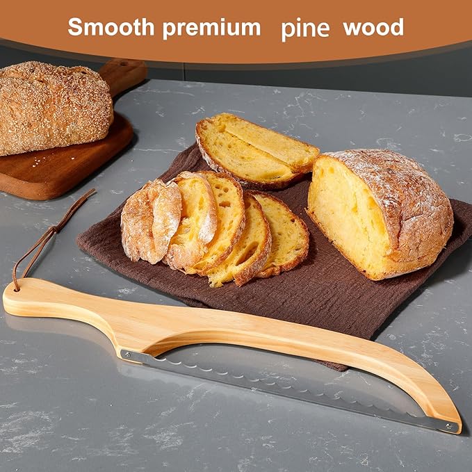 Sourdough bread knife, Bread slicer for homemade bread,15.7" Serrated, Bow Design, Easy Cutting, Suitable for More Foods