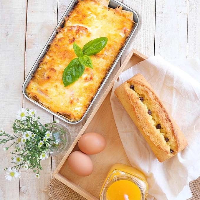 Onader 9 x 5 Bread Loaf Pans, Stainless Steel Deep Meatloaf Pan for Baking Set of 4