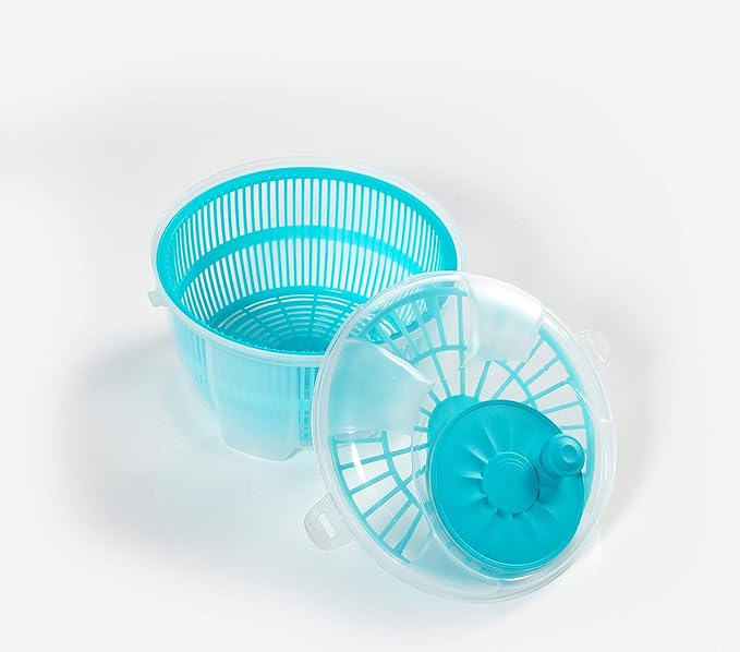 Mabel Home Salad Spinner, Salad Tosser and Mixer, 5,5 Quart, Vegetable Spinner -EXTRA Salt&Pepper Shaker inc. (Blue)