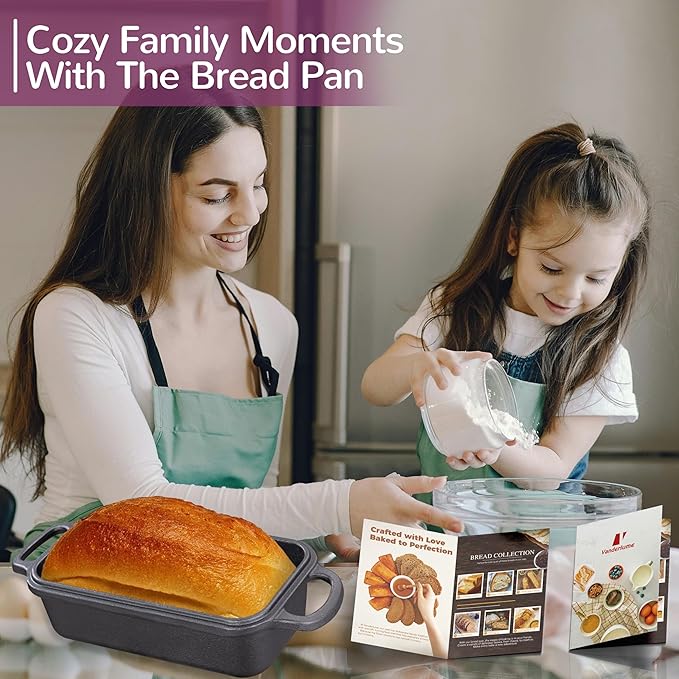 Cast Iron Loaf Pan with Lid 9x5 Inch, 2 in 1 Loaf Pans for Baking Bread, Even Heat Distribution for Sourdough, Homemade Bread