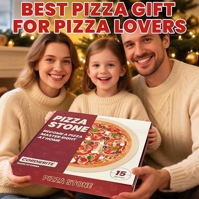 GOOD GAIN Pizza Stone for Oven Grill - Cordierite Baking Stone for Bread, Pies | 15'' Round Oven Stones for Cooking | Indoor,Outdoor | Durable, Heat Shock Resistant (Beige)