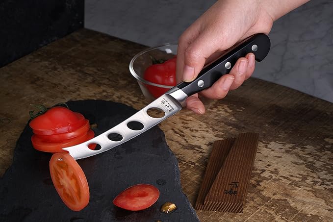 Cangshan TV2 Series 1022964 Swedish 14C28N Steel Forged 5-Inch Tomato/Cheese Knife and Wood Sheath Set