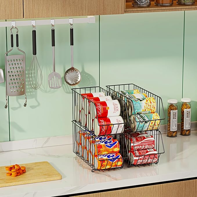 Soda Can Organizer Stackable 4 Tier Can Organizer for Pantry Drink Organizer for Pantry Can Storage Organizer Pantry Can Dispenser for Pantry Can Holders for Pantry(L 15.35in X W 5.78in X H 25.59in)