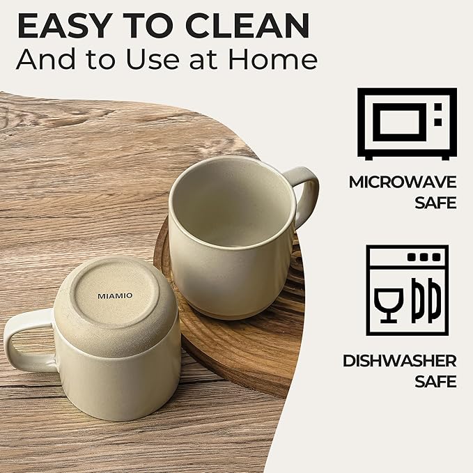MIAMIO β Coffee Mugs Set of 4 / Ceramic Cups for Coffee (17.5 oz), Cappuccino, Latte Macchiato, Tea, Espresso/Dishwasher and Microwave Safe β Sierra Collection (Light, Mugs (4x))