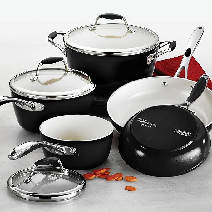 Tramontina Cookware Set Ceramic Interior 8-Piece Metallic Black, 80110/200DS