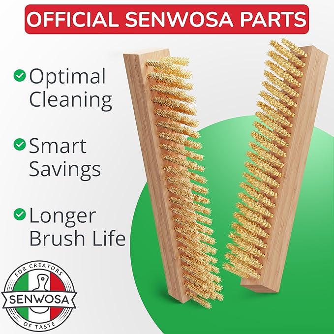 Pizza Oven Cleaning Bundle - 4-Piece Set with 26-Inch Brush, Integrated Scraper & 3 Replacement Heads