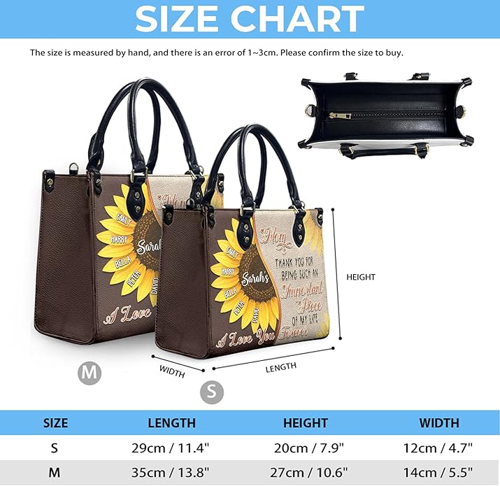 THUYPT Personalized Birth Flower Leather Bag for Mom, Women Faux Leather Handbags with Ziplock, Mother's Day Gifts