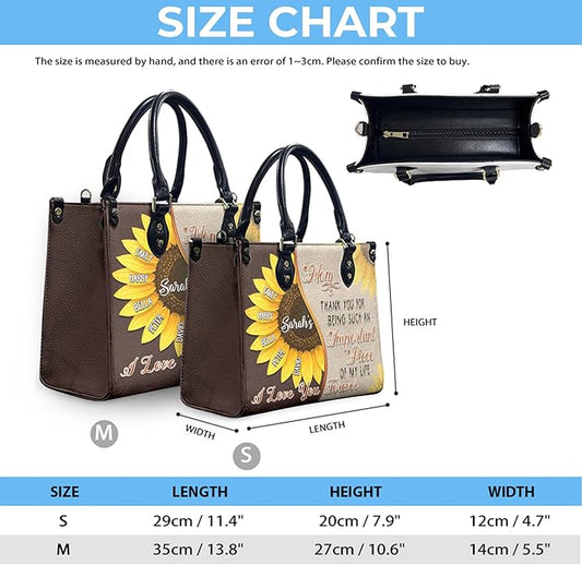 THUYPT Personalized Birth Flower Leather Bag for Mom, Women Faux Leather Handbags with Ziplock, Mother's Day Gifts