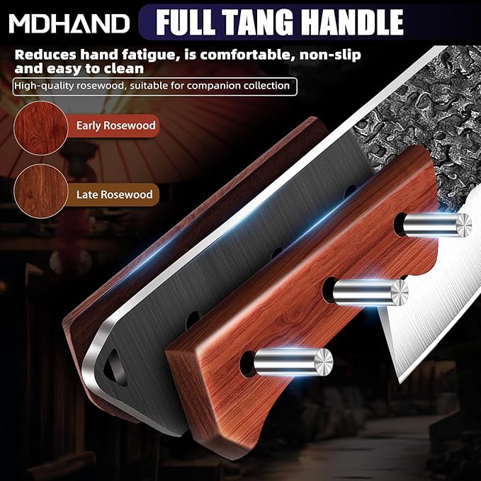 MDHAND Butcher Knife Set, 4PCS Hand Forged Butcher Chef Knife Set with Gift Box, Meat Cutting Knife for Kitchen, Bone Chopper Knives & Viking Knives for Home & Camping & Outdoor, BBQ Gift for Men