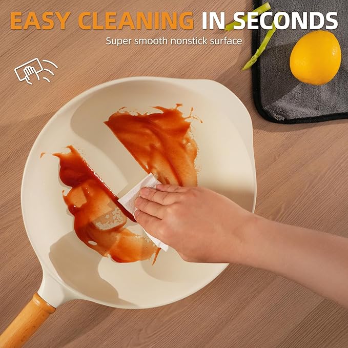 Nonstick Saute Pan Skillet with Lid,10 Inch Deep Frying Pan, Toxin-Free Ceramic Cookware, Healthy Non Toxic Cooking Pan with Helper Handle, Fry Pan Compatible with All Stovetops