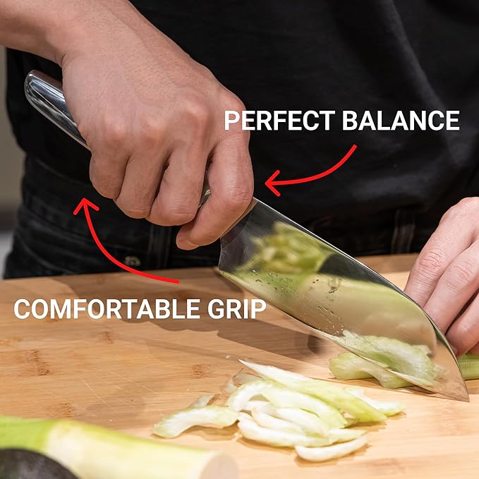HAST 6-Inch Santoku Knife - Ultra-Sharp Japanese Chef Knife, Advanced Powder Steel, Lightweight, Ergonomic Handle, Sleek Minimalist Design, Red Dot Award Winner (Matte Silver)