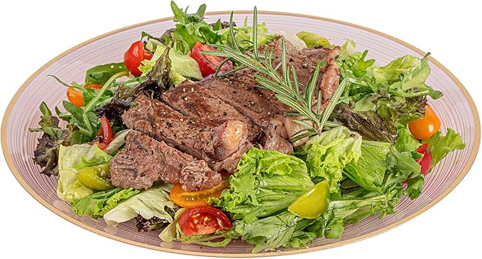 Restaurantware Plastic Plates 100 Pcs 10" Gold Rimmed Disposable Plates Heavy-Duty Pink Translucent Rippled Plastic Dinner Servers for Party, Weddings, Salads, Desserts, and Appetizers