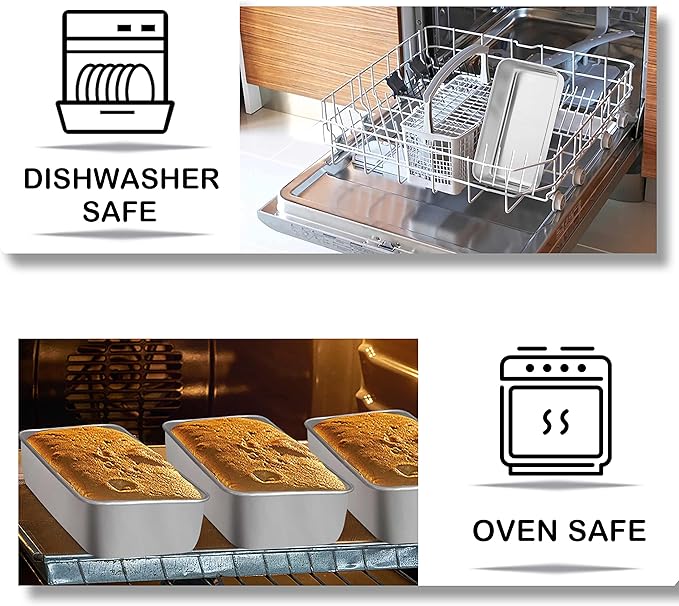 TeamFar Loaf Pans for Baking, 9 × 5 Inch Stainless Steel Loaf Bread Pans Tins for Homemade Bread/Brownies, Healthy & Sturdy, Oven & Dishwasher Safe - Set of 6