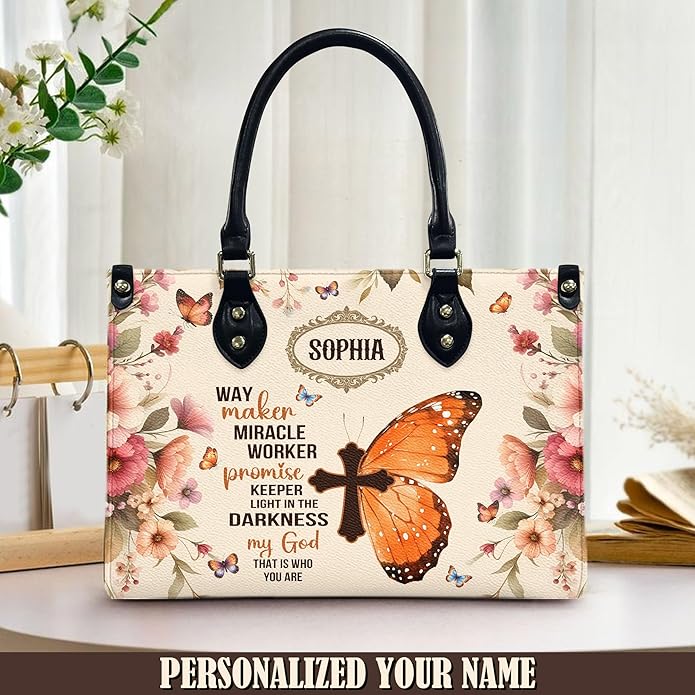 THUYPT Personalized Christian Leather Handbags, Handbag & Purse With Bible Verse Religious Tote Bag, Gift for Women