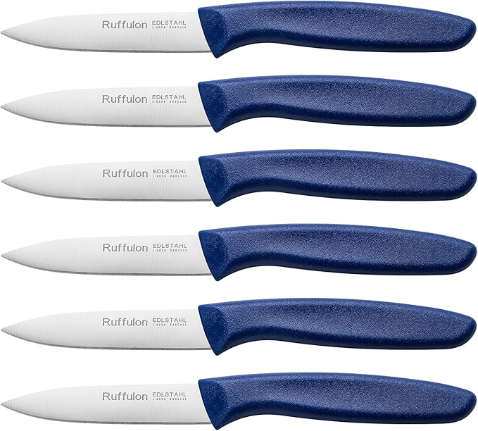 Paring Knife Fruit Knife Set (6 Pieces), Ultra Sharp Stainless Steel Vegetable and Fruit Knife with PP Plastic Ergonomic Handle for Cutting Fruits and Vegetables,Blue