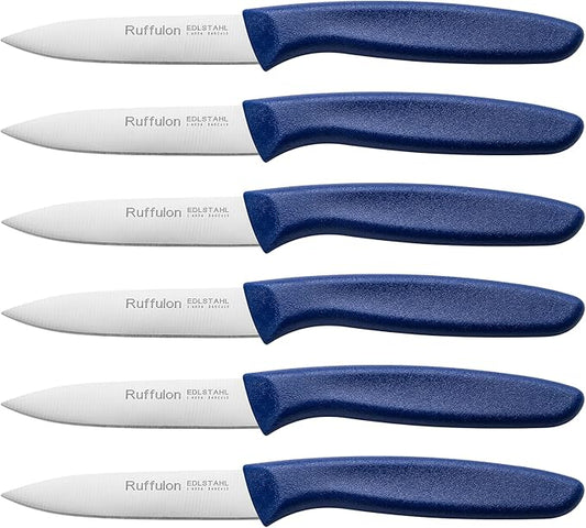 Paring Knife Fruit Knife Set (6 Pieces), Ultra Sharp Stainless Steel Vegetable and Fruit Knife with PP Plastic Ergonomic Handle for Cutting Fruits and Vegetables,Blue