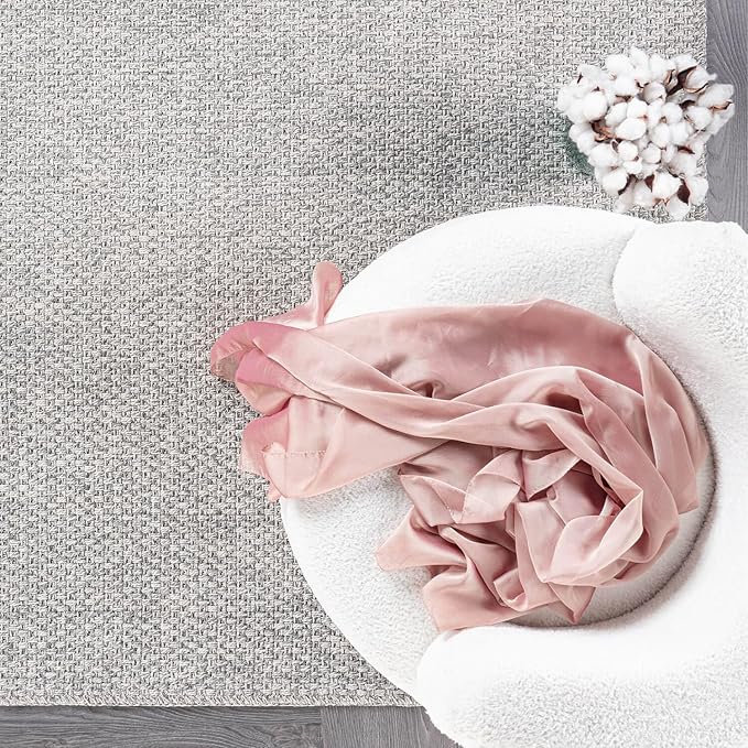 CAMILSON Easy Jute Rug 4x6, Indoor Outdoor Gray Color Farmhouse Area Rugs for Living Room Patio and Kitchen Rug, Solid Boho Woven Design, Easy-Cleaning, Washable Outside Carpet Alfombras (4 x 6)